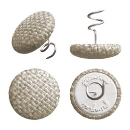 Primpins Long Upholstery Pins - Performance Poly - 4 Colors Available - Fabric Covered Button Twist Pins - Keeps Furniture Covers in Place (Set of 12, Beige)