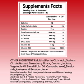 DUWZGU DUWZGU Creatine Gummies - 5000mg Creatine Monohydrate Gummies for Men & Women Strawberry Flavor Muscle Growth, Strength & Recovery Added Electrolytes C 128 Vegan Gummies