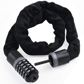Diyife Candado de Cadena para Bicicleta 5.7mm x 90cm, Candado de Seguridad para Bicicleta con Combinación de 5 Dígitos, Eslabones de Cadena de Alta Seguridad, para Bicicletas, Motos, etc.