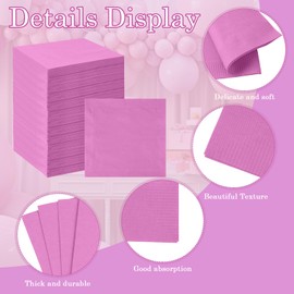 Janlaugh 500 Pcs Pink Cocktail Napkins for Wedding, 2-Ply Beverage Napkins Bulk, Folded 5"x 5" Disposable Square Paper Tissue for Birthday, Easter, Bridal Shower, Bar, Dinner, Daily Party Supplies