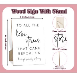 To All The Love Stories That Came Before Us Sign for Wedding, Wedding Decorations for Reception, 8X11" Wooden Sign with Stand, Centerpiece Table Decorations for Bridal Shower Engagement Party
