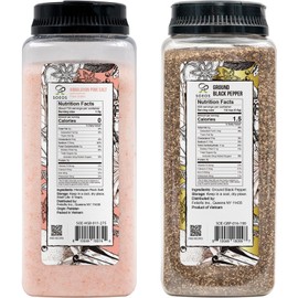 Soeos Himalayan Pink Salt Fine 39 oz + Ground Black Peppercorns 18 oz,Salt and Pepper for Grinder Refill