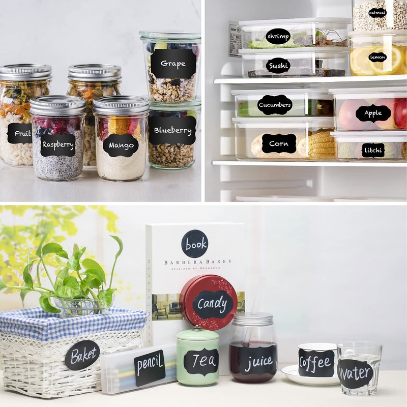 ONUPGO Chalkboard Labels Stickers Bulk - 196 Reusable Chalk Sticker