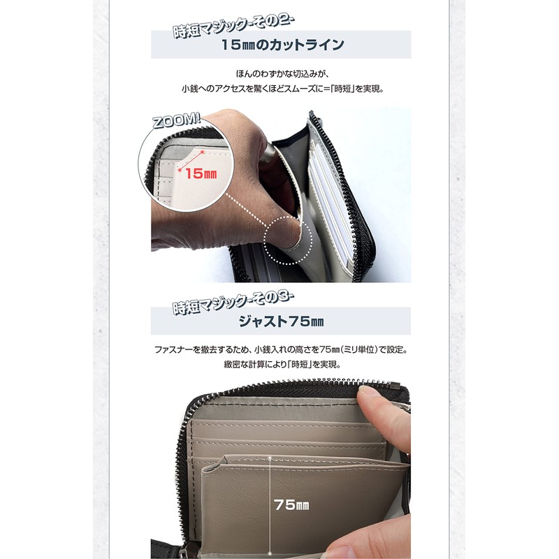 LASIEM Men's Mini Wallet, Coin Case, Card Case, "Time-saving Structure",