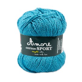10 Balls Cotton (Turquoise 38) 50 g Cotton Yarn for Crochet and Needles for Knitting, Yarn for Crochet and Iron, Made in Italy, Borgo de 'Pazzia Firence
