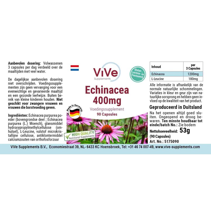 Echinacea 400 mg – 90 Capsules – High Dose and