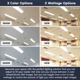 LUXRITE 1x4 FT LED Panel Lights, 30/35/40W, 3 Color Selectable 3500K | 4000K | 5000K, Dimmable Drop Ceiling Lights, 3750/4375/5000 Lumens, IC Rated, ETL Listed, 120-277V, DLC Listed (2 Pack)