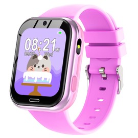 Lurkir Smart Watch for Kids, Kids Smart Watch Toys 19 Games Touch Screen Watch Camera Music Video Pedometer Calculator Alarm Clock Learn Card Audio Book Calendar, Gift for Boys Girls Ages 4-12(Rose)