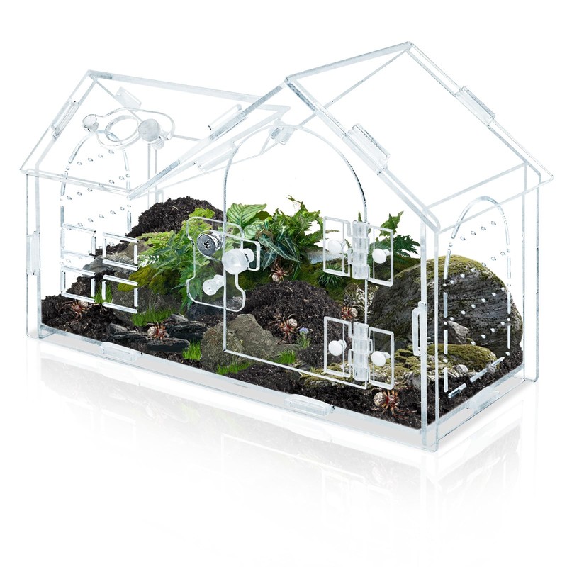 Jumping Spider Enclosure, 8.7×4.3×5.9in Escape-Proof, Secure & Ventilated Spider Terrarium,