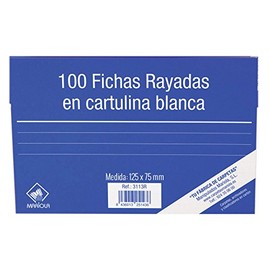 Mariola 3112R 100 Ruled Index Cards, 125 x 75