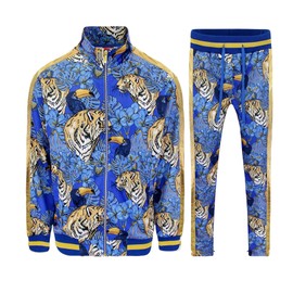G-Style USA Men's Royal Floral Tiger Track Suit ST559 - Royal Blue - 5X-Large
