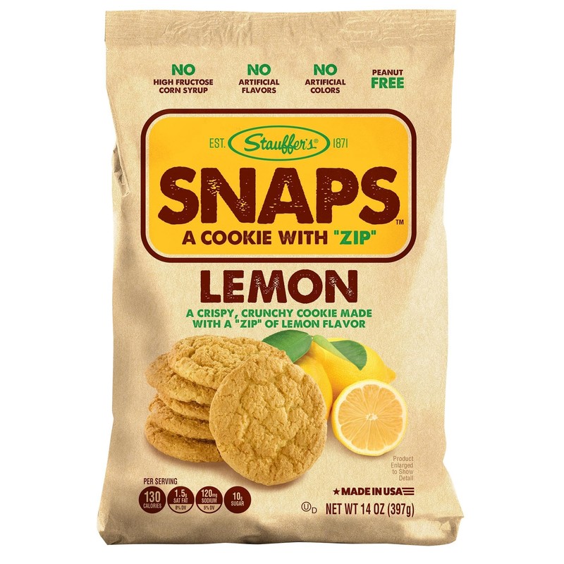 STAUFFERS Lemon SNAPS Cookies - 14oz Bag - Lemon Flavored