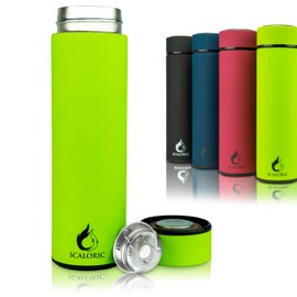 Thermos Flask 400 ml - Stainless Steel: High Quality Stainless Steel Drinking Bottle - Includes Strainer for Tea - BPA Free - Leak-Proof - for Sports, School, Hiking - 12H Warm / 24H Cold (Light