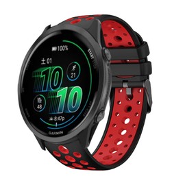 Garmin forerunner 570 42mm 用 バンド 時計バンド 防水時計替えベルト シリコン製 交換ベルト SpinoArmor 通気 柔らかい 防水 軽量 耐衝撃 防汗 男女兼用 付け替え簡単（ブラック+レッド）