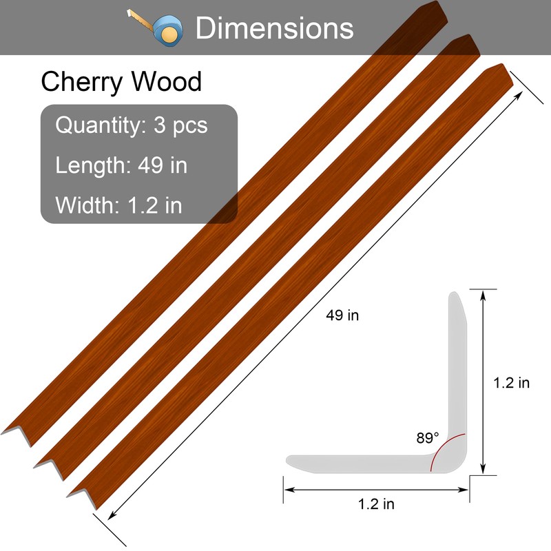 3 Pcs 49" Wall Corner Protector Trim, Walnut Wood Grain