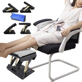 Adjustable Foot Rest for Under Desk at Work with 4 Height Levels, Under-Desk Footrest with Massage Surface, Foot Stool Under Desk for Office, Home, Maximum Load 120 Pounds (Gray)