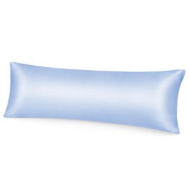 Fittia Satin Pillowcase Premium Pillowcase Cushion Cover Hair and Skin Care Silky with Zip 1 Piece Light Blue 40 x 145 cm