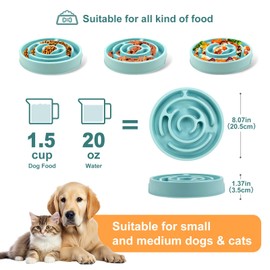 Slow Feeder Dog Bowls, Silicone Dog Bowl with Anti-Slip, Slow Feeder & Non-Slip Design, Boredom and Anxiety Reducer, Suitable for All Breed Dogs and Cat