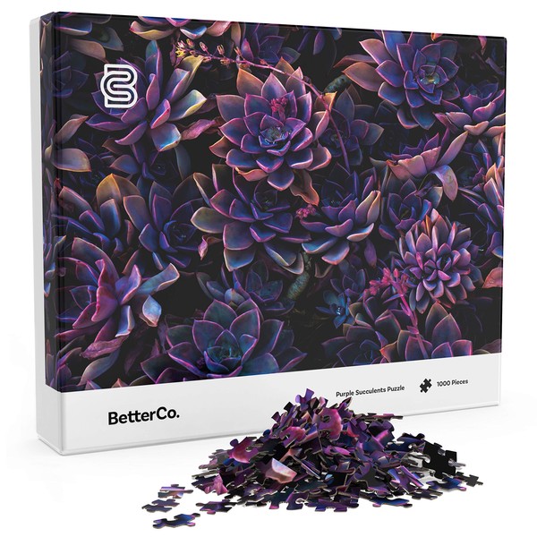 Purple Succulents 1000 Piece Jigsaw Puzzle - Challenge Yourself with 1000 Piece Puzzles for Adults, Teens, and Kids (Purple Succulents)