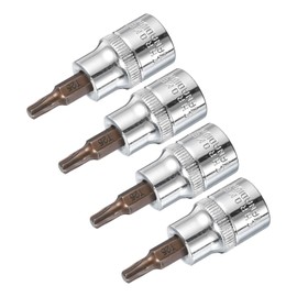 sourcing map 4pcs 3/8" Drive x T25 Torx Bit Socket, S2 Steel Bits CR-V Sockets 48mm Length Use with Ratchet Wrench, Slide Bar, Extension Rod