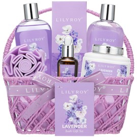 LILY ROY- Juego de cesta de regalo para baño y cuerpo para mujer, 8 piezas, juego de spa para baño, kit de spa para mujer, regalos para el cuidado de