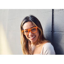 Vintage Retro 80's Sunglasses Clear Lens Orange Frame OWL ®