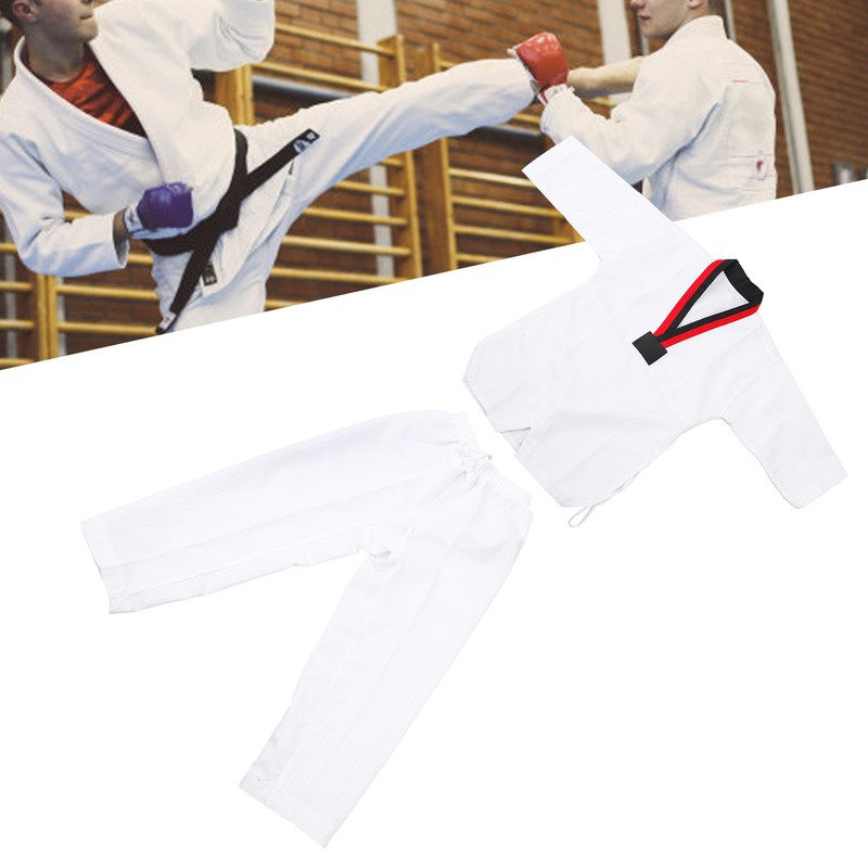 Taekwondo Uniform Striped Model Polyester Cotton with Belt Martial Arts