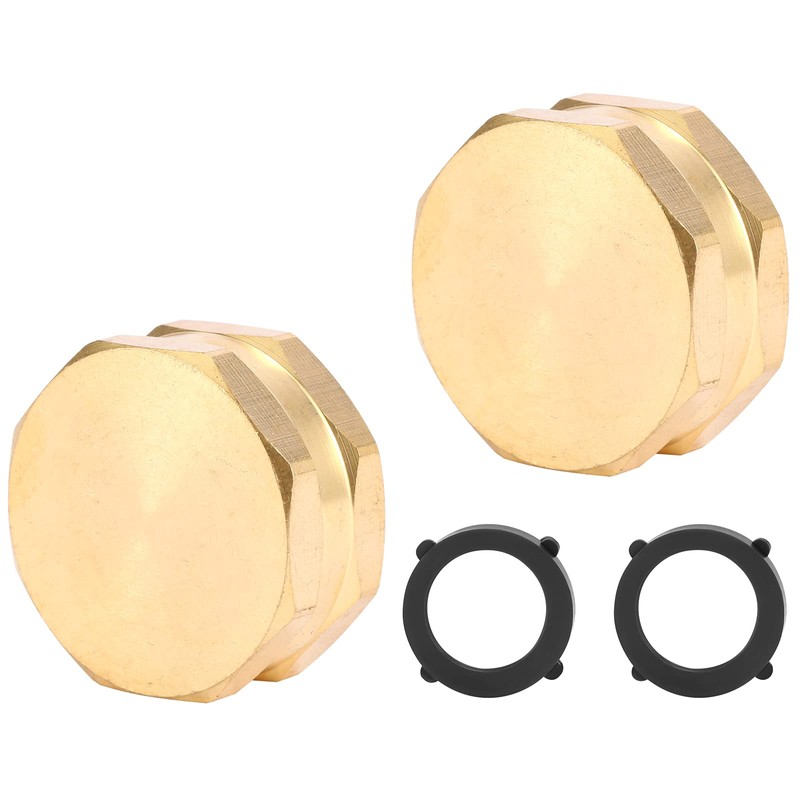 Sanpaint 2 Pack Garden Hose End Caps with Washers, Brass