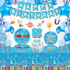 176 Pcs Science Party Supplies Mad Scientist Birthday Party Decoration Science Party Paper Dinnerware Laboratory Theme Favors for kid Science Lab Birthday Party Decoration Baby Shower for 20 Guests