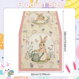 Tischläufer Ostern, Tischdecke Ostern Hase, 33 x 183 cm Oster Tischläufer Deko, Tischdecke Osterns, Frühlingshafte Küchentischdeko für die Osterparty Dekoration/B