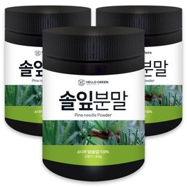 헬로우그린 국산 솔잎 분말 가루 200gX3(통) 총600g Hello Green Korean Pine Needle Powder 200gX3(Tubs) Total 600g