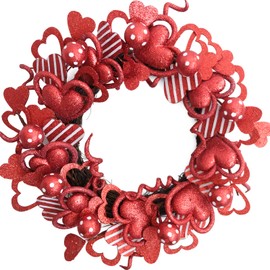 Idyllic 18 Inch Pink and Red Glitter Heart Shaped Wreath for Valentines and Everyday Front Door, Glitter Wreath for Home Decor, Heart Shape Glitter Wreath for Valentine and Wedding Decor