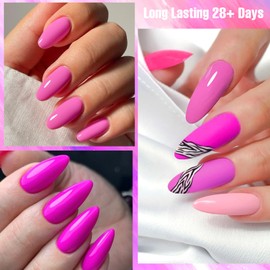 Four Lily Hot Pink Gel Nail Polish Set 8pcs Bright Pink Gel Polish Soak Off UV/LED Nail Gel Polish Spring Baby Pink Color Nail Polish Nail Art Manicure Salon DIY at Home