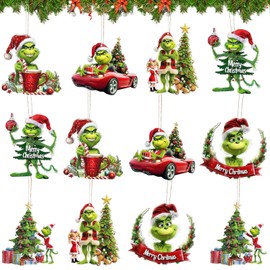 Christmas Hanging Ornament, Christmas Decorations, 12 Pcs Unique Cute Wooden Ornaments, Christmas Tree Decorations For Xmas Home Party, Christmas Decorations Tree Enhances Holiday Spirit