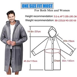 GUKOY Rain Coat Poncho for Adult, 2 Pack Women Men Reusable Raincoats Emergency with Hood and Drawstring (Gray+Gray)