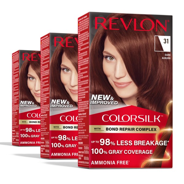 Revlon ColorSilk with Bond Repair Complex, Auburn Permanent Hair Color,