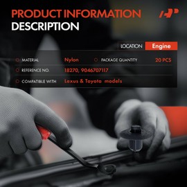 A-Premium 20 PCS Car Retainer Fastener Push Pin Clips Engine Side Cover Compatible with Toyota Camry RAV4 Prius Highlander Avalon Sequoia FJ Cruiser Land Cruiser Celica Paseo Lexus GX460 LX570 ES300