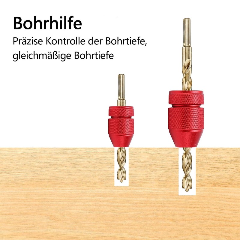GIONAR 2 Piece Drill Depth Stop Set, Adjustable from Diameter