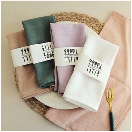 Pack of 6 Rustic Natural Cotton Fabric Napkins Set, Soft, Comfortable and Reusable, Linen Napkins, Cloth for Wedding Party and Party Decoration, Set of 6