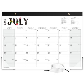 Desk Calendar 2025-2026 with Clear Waterproof Cover 17 x 12 inch 18 Months JUL. 2025-DEC. 2026 School Year Calendar for Monthly Planner Schedule Organization, Black