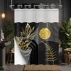 DLTAY Black and Gold Hookless Shower Curtain with Snap in