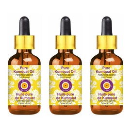 Deve Herbes Pure Kumquat Oil (Fortunella japonic) with Glass Dropper Cold Pressed (Pack of Three) 100mlx3 (10 oz)