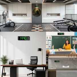 Reloj De Pared Digital Con Termómetro, Alarmas Y Calendario                                                                                           