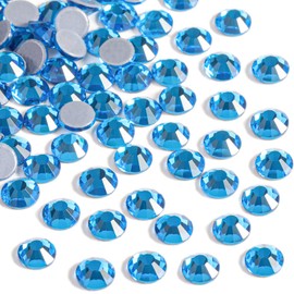 Beadsland Hotfix Rhinestones, 288pcs Crystal Rhinestones for Crafts Clothes DIY Decoration, Capri Blue, SS34, 7.0-7.3mm