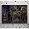 BELECO 7x5ft Fabric Antique Steampunk Backdrop Mechanical Metal Gears Clock