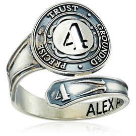 Alex and Ani "Numerology" Number Four, Sterling Silver Spoon Ring, Size 7-9