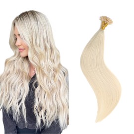 U Tip Hair Extensions Human Hair Blonde Keratin Human Hair Extensions 50g/50s 18inch Platinum Blonde Pre Bonded Hair Extensions #60 18inch