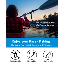 OCEANBROAD Kayak Paddle Leash with D-Ring Stretchable Bungee Strap Lanyard Rope for SUP Kayaking Boating Canoeing Fishing Pole Rod 4-7 Feet Black 1 Pack