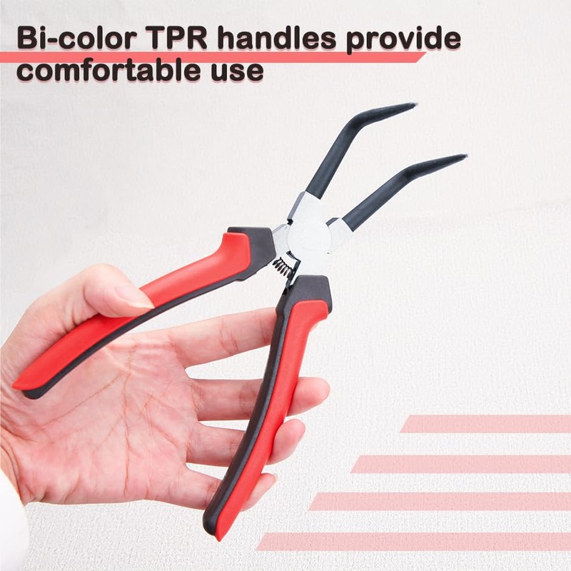 LEONTOOL Curved Long Snap Ring Pliers for Holes, C-Ring Pliers,
