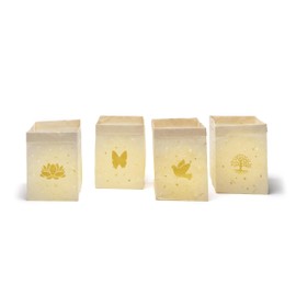 Lichttüten natur Set 1: Lotus, Schmetterling, Taube, Lebensbaum